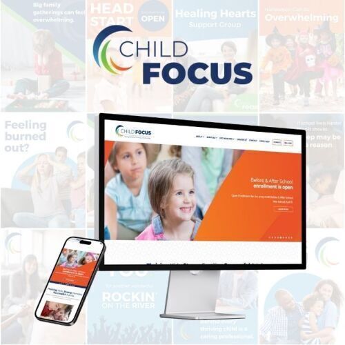 Child Focus website on phone and computer screen with logo